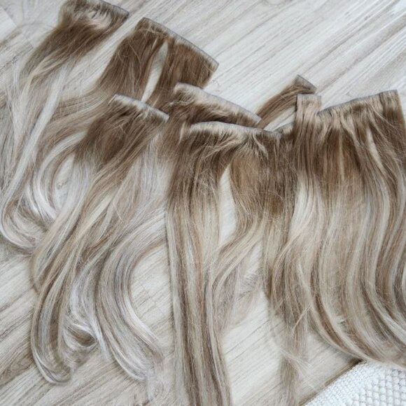 New! Foxy Locks Invisible Clip ins 20 inch 200 grams in creme brulee - Picture 3 of 7